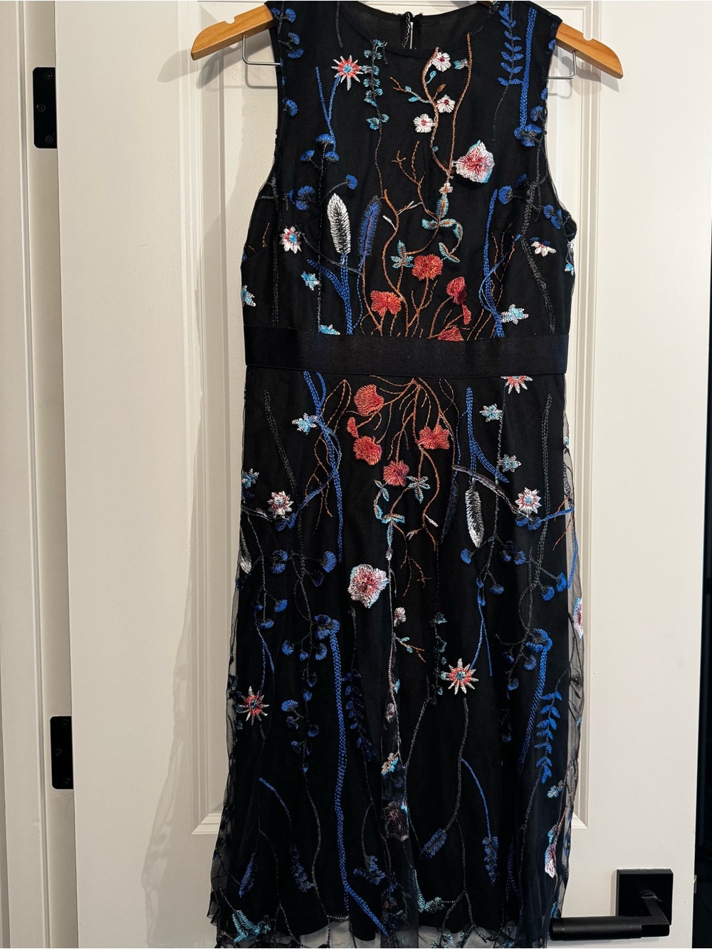 JJs House Black Midi Dress with Multicolor Floral Embroidery - Picture 2 of 5